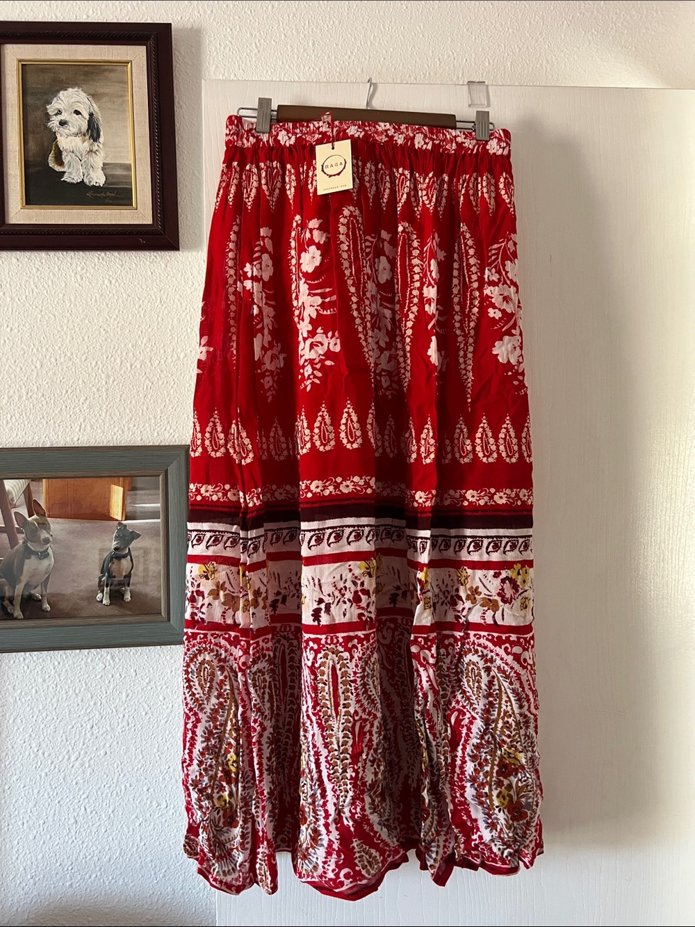 RAGA Red Floral Paisley Maxi Skirt